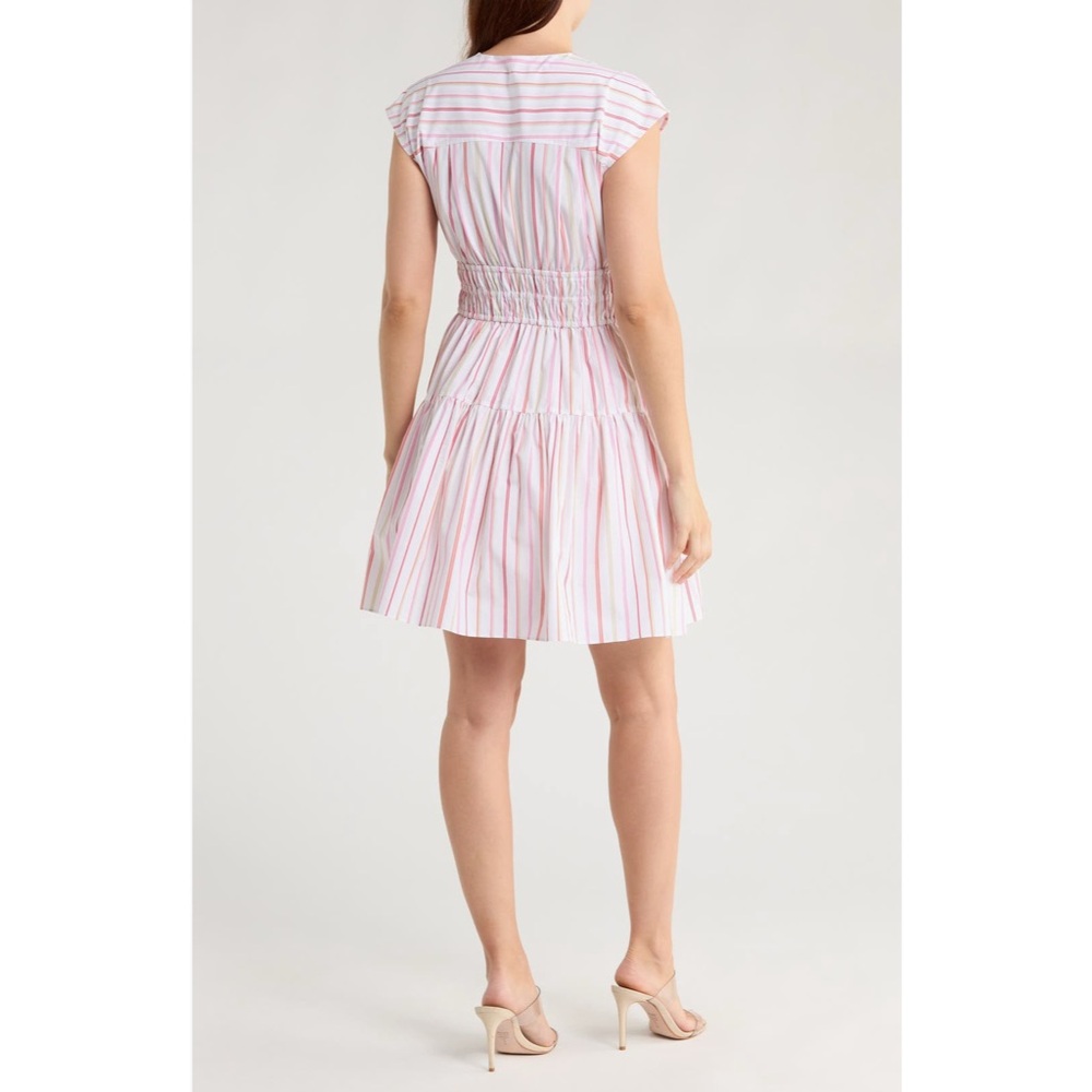Derek Lam 10 Crosby Tora Pink Pinstripe Sleeveless Fit & Flare Dress Size 2 - Picture 2 of 5
